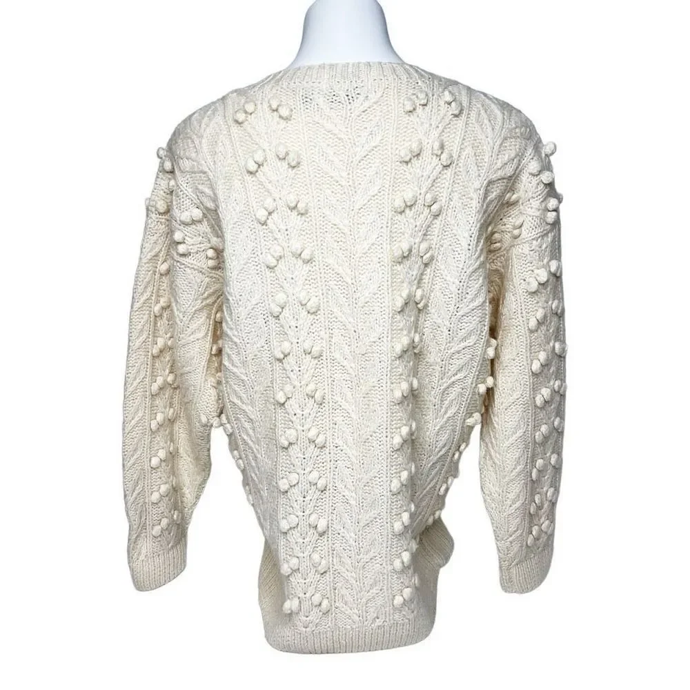 Vintage Frankenmuth Woolen Mill cream colored hand knit crew neck wool sweater s
